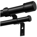 Double Curtain Rod 72 to 144 Inch, HOTOZON 1 Inch Heavy Duty Double Curtain Rods for Windows 60 to 140 Inches(5-11.6 ft), Telescoping Drapery Rod with Simple End Finials, Black, No Brackets
