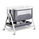 4 in 1 Baby Bassinet, Bassinet Bedside Sleeper with Wheels and Storage Basket, Adjustable 7 Heights Bedside Sleeper with Mosquito Net, Breathable Mesh Rocking Crib for Baby (Grey)