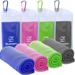 Sukeen [4 Pack Cooling Towel (40"x12"),Ice Towel, Soft Breathable Chilly Towel, Microfiber Towel for Yoga, Sport, Running, Gym, Workout, Camping, Fitness, Workout & More Activities (Pink/Green/Dark Blue/Dark Grey)