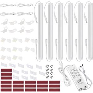 Litever Under Cabinet LED Lights Kit Dimmable by AC in-Wall Dimmer. Plug or Direct Wire LED Driver. Super Bright Linkable Lighting Strip for Kitchen Cabinets Counter. 35W 2000 Lumen. Warm White 3000K