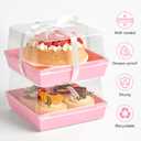 ZORRITA 7 x 7 x 4 Inches Paper Cake Boxes with Clear Lids, 20 Pack Disposable Charcuterie Boxes Square Food Containers for 4-6 Inch Cake, Dessert, Pie, Cupcake, Bakery (Pink)
