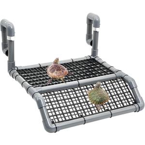 Fhiny Hanging Turtle Basking Platform, Plastic Turtle Dock Basking Area with Climbing Ramp Height Adjustable Reptile Floating Dock Tortoise Tank Accessories Decor for Lizard Gecko Hermit Crab