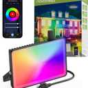 NOVOSTELLA Smart RGB LED Flood Light Outdoor 60W Tunable White, Color Changing Landscape Halloween Uplights, IP66 Waterproof, Group Control Spotlights, 2700K-6500K Strobe Lights for House Event 1PC