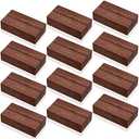 12 Pieces Wood Place Card Holders Wood Sign Table Number Stands Name Card Holder for Wedding Party Events Decoration(3 x 1.6 x 0.8 Inch, Walnut Color)