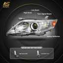 AS 2010 2011 Toyota Camry Headlight Assembly Replacement for 10-11 Toyota Camry Base/LE/XLE Sedan Projector Chrome Housing Amber Reflector Clear Lens Pair