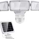 GLORIOUS-LITE Solar Security Lights 2400mAh LED Motion Sensor Light Outdoor, Rechargable 1600lm Solar Flood light, 5500-6000K, IP 65 Waterproof for Garage, Yard, Porch, Entryways - White