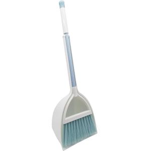 Mini Broom with Dustpan for Kids,Little Housekeeping Helper Set (White+Blue)