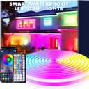 aiicrgb LED Neon Light Cord with Remote Control - Flexible, 150FT IP67 Waterproof, Music Sync, App-Controlled for Gaming & Bedroom Decor