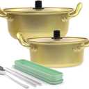 Ramen Pot with Lid,2 Pack Korea Style Noodle Pot, Stovetop Ramen Cooker,Stovetop Safe, Nonstick & Easy Clean Ramyun Pot with Handles Ideal for Soup, Instant Noodles, Stir Fry & Asian Dishes,2 Size