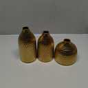 Ceramic Vase Set - 3 Small Vases, Luxurious Home Decor, Great for Centerpieces; Ideal Shelf Dcor, Table Dcor, Bookshelf, Mantle, Entryway- Gold