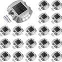 VOLISUN Solar Deck Lights, 20-Pack Led IP67 Waterproof Outdoor Warning Step Lights for Driveway, Sidewalk, Garden Pathway, Yard (White)