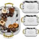 3-Pack Silver Serving Trays Stainless Steel – 15.7''+13.7''+11.8''