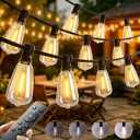 addlon 198FT Outdoor String Lights for Outside with Remote Waterproof Patio Lights with Plastic ST38 LED Edison Bulbs Outdoor Lighting Extra Long for Backyard Bistro Porch Garden Pergola Party Decor