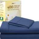 California Design Den Twin Size Sheets Set - 400 Thread Count Sateen, Natural 100% Cotton Sheets, Deep Pockets with All Around Elastic, Soft, Cool and Durable Bedding - Navy Blue