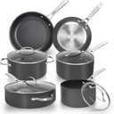 Chef Power Hard Anodized Nonstick Cookware Sets 10 Piece with Stainless Steel Handle, Pots and Pans Set Non Stick, Kitchen Induction Cooking Sets, Dishwasher Safe, Oven Safe, Essential