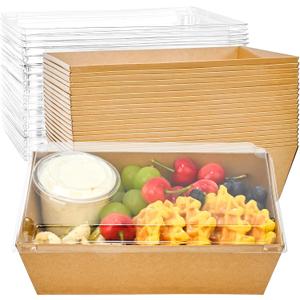 Ocmoiy 8 x 6 Inch Paper Charcuterie Boxes with Clear Lids, 20 Pack Disposable Take Out Paper Deli Food Containers Brown Bakery Boxes for Cake Slice, Cupcakes, Sandwiches, Cocoa Bombs