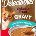 Delectables Lickable Treat Gravy Wet Cat Treat with Real Tuna & Whitefish, Food Topper, Hydrating, Grain-Free, No Fillers, By-Products, Added Preservatives, 1.4oz Pouch, 12ct (EXP 12/17/27)