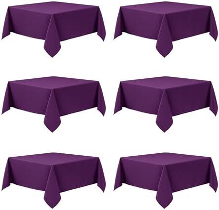 Dailyset 6-Pack Purple Tablecloths for Square Tables, 70 x 70 Inches, Stain-Resistant Polyester Fabric for 3 Foot Tables - Washable Table Covers for Weddings, Banquets, Birthday Parties, Events Item Has Marks
