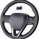 Hand Sewn Black Perforated Leather Interior Car Steering Wheel Cover, Anti Slip and Breathable Ultra-Fine Fiber Leather, for Toyota Rav4 2019-2022/Camry 2018-2022/Corolla 2020-2022/Avalon 2019-2020