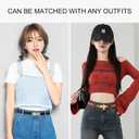 Women's Skinny Leather Belt With Adjustable Gold Alloy Turn-lock Rhinestone Buckle For Dresses, Jeans (Black)