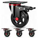 4 Inch Caster Wheels with Brake, 2400 lbs Capacity, Set of 4 Heavy Duty Outdoor Caster Wheels, Industrial Swivel Plate Mount for Furniture, Workbench, Yard Cart, Garage, with mounting Hardware