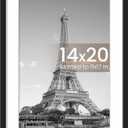 Upsimples 14x20 Picture Frame, Display Pictures 11x17 with Mat or 14 x 20 Without, Wall Hanging Poster Frames, Black, 1 Pack