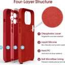 Supdeal Liquid Silicone Case for iPhone 14 Pro, [True Liquid Silicone] [Anti Fingerprint] 4 Layer Phone Case Protective Cover, Full Coverage Around Camera & Built-in Microfiber, 6.1", Red