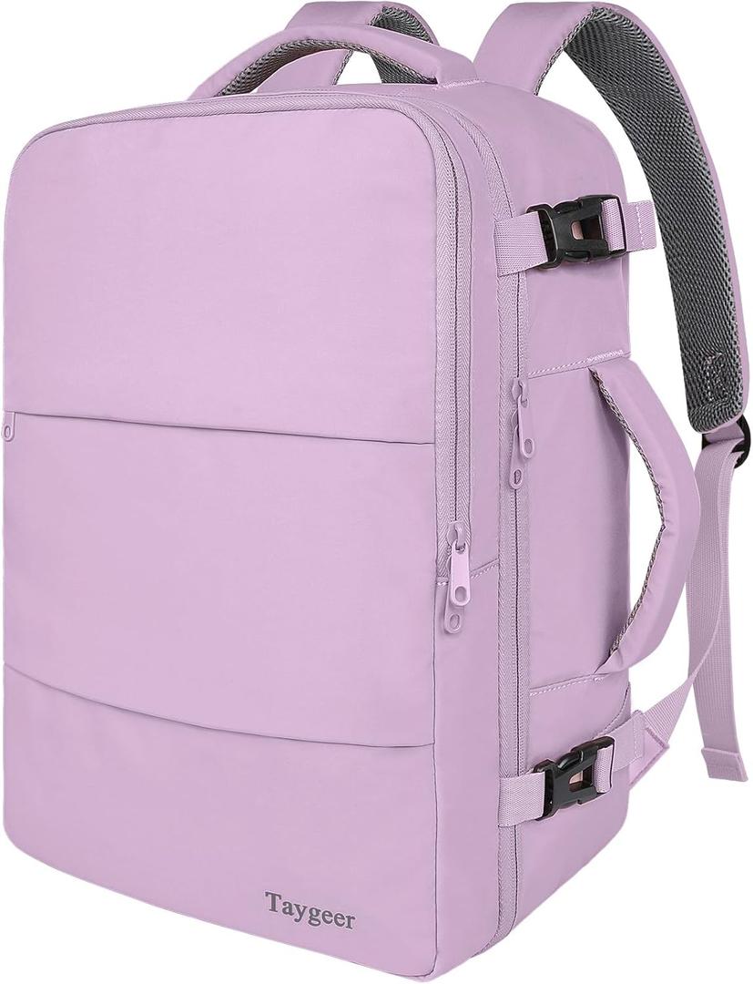 Taygeer Large Backpack for Women Travel Bag, Luggage Backpack for College Women with 15.6inch Laptop Compartment & Shoe Pouch, Carry-on Bag for Airplane Business Travel Essentials, Orchid Purple