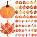 51 Pcs Fall Ornaments for Tree Thanksgiving 3D Pumpkin Felt Maple Leaf Hanging Ornaments Fall Tree Decoration for Home Farmhouse Harvest Autumn Decoration