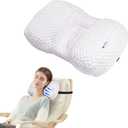 Adjustable Neck Pillow for Recliner, Headrest Pillow for Chair & Couch Support - Ergonomic Design Cushion with 2 Adjustable Strap, Recliner Head Pillow for Office, Home, Traveling, White 