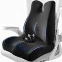 Lumbar Support Pillow for Office Chair,Seat Cushion with Back Support,Office Chair Cushion for Tailbone Pain,Sciatica and Hemorrhoid Relief (Black)