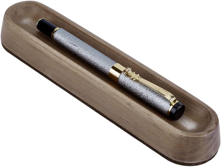 BENECREAT Walnut Wood Pen Tray, Long Oval Wooden Pencil Holder, Wooden Desktop Organizer Rest, Office and School Supplies, Gift for Student Teacher Writer(Coffee, 7.9x1.8x0.9 inch)
