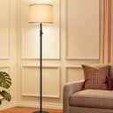 Floor Lamp Simple Design with Shade, Small Tall Lamps for Living Room Bedroom Office Dining Room Kitchen-Black