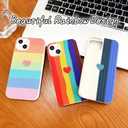 Compatible with iPhone 13 Heart Case for Women Girls,Aesthetic Cute Girly Cool Preppy Design Slim Thin Soft Shockproof Cell Phone Silicone Cover for iPhone 13Rainbow/Purple