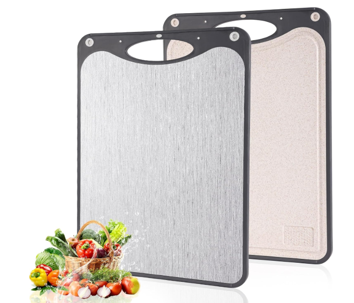 Titanium Cutting Boards For Kitchen, Double Sided Cutting Board, Food Grade Titanium And Wheat Straw PP Chopping Board, Easy To Clean, Large Size 15”×10” Dark Gray 