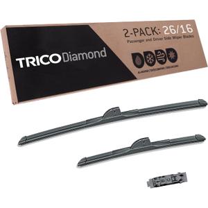 TRICO Diamond 26" + 16" Super Premium Automotive Replacement Windshield Wiper Blades (Set of 2), Passenger and Driver Side All-Weather Beam Wiper Blades for Select Vehicle Models (Item #25-2616)