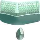Ergonomic Wireless Keyboard and Mouse Combo with Wrist Rest, Curved Split Keys Clicky 84-Key Membrane Keyboard 6-Key Vertical Mouse Set for Win/Mac/PC/Laptop, AAA Batteries, Mint Green