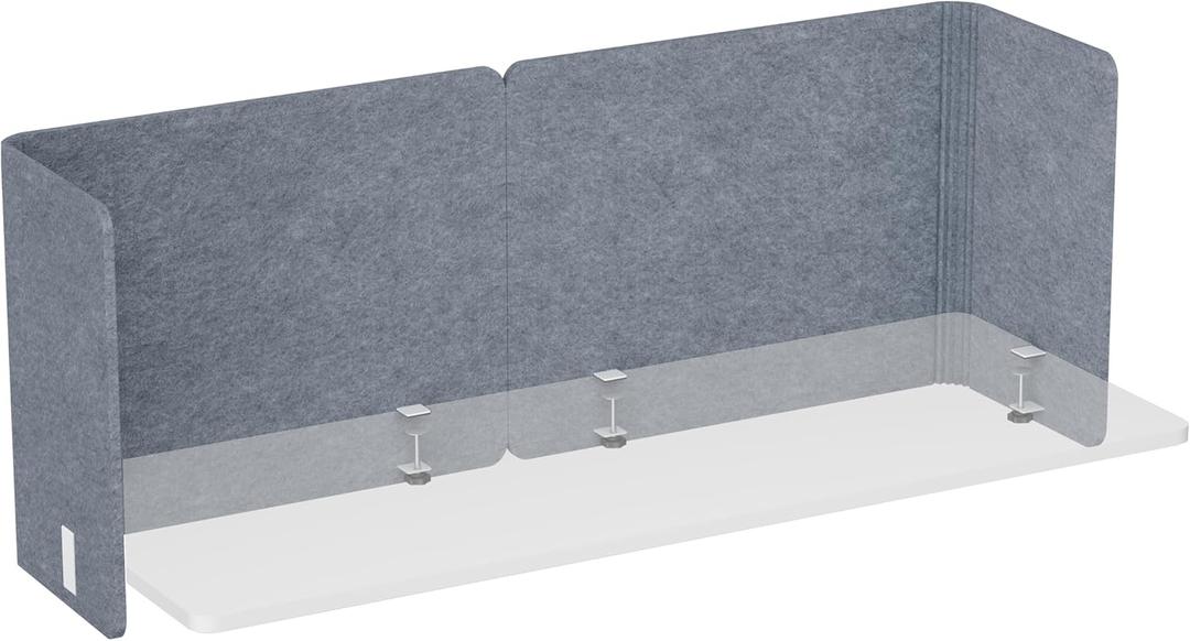 Desk Privacy Panel,2PCS L-Shaped Clamp-On Office Desk Divider,2-in-1 Adjustable Acoustic Desktop Partition Or Under Desk Modesty Panel,for Office,Home,Felt (Grey, 47.2" x 15.7")