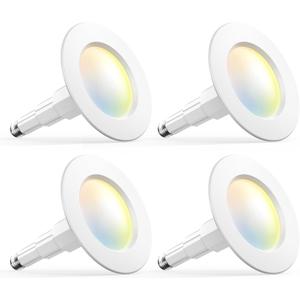 Amico 5/6 inch 5CCT LED Recessed Lighting 4 Pack, 12W=100W, 950LM Adjustable Can Lights, 2700K/3000K/4000K/5000K/6000K Selectable, Dimmable, IC & Damp Rated, Retrofit Installation - ETL & FCC