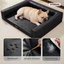 SOMAHE Waterproof Leather Dog Bed, Sofa Bolster, Medium 20x28x7 Black | Wipe-Clean Leather + Sofa Bolster: 45D Foam and Waterproof Surface for Medium Dogs that Like to Curl and Lean