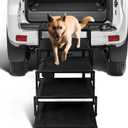 Extra Wide Dog Stairs for Car - Foldable Dog Ramps for Large Dogs with Non Slip Surface, Portable Dog Steps for Cars and SUV, Truck, Support Up to 250 Lbs (Black)