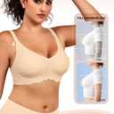 HORISUN Wireless T Shirt Bra Seamless Push Up Bralette Full Coverage V Neck Comfortable Bras for Women (3X-Large, New Nude)