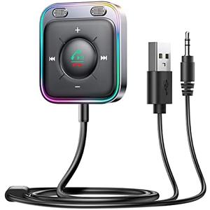 JOYROOM Bluetooth 5.4 AUX Car Adapter[2025 Upgrade] [Stronger Dual Mics& Noise Cancellation] [Multifunction Button& Plug-and-Play] Bluetooth Receiver for Car Music/Hands-Free Calls/Stereo Audio, Black
