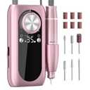 Rechargeable Nail Drill, 35000RPM Electric Nail File Machine Professional Acrylic Gel Nails Remover with Drill Bits, Portable Efiler Manicure Supplies for Polishing Grinding, Home Salon Use (Pink)