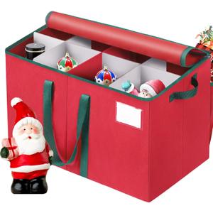Nutcracker Storage Containers and Figurine Collectibles Storage Box Large Ornament Storage Organizer Stores Up to 8 Holiday Christmas Nutcrackers Figurines-Carolers Ornaments Red/15 Inches