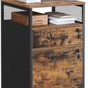 VASAGLE File Cabinet, Mobile Filing Cabinet on Wheels, for Home Office, 2 Lockable Drawers, for A4, Letter-Size Hanging File Folders, Open Shelf, Steel Frame, Rustic Brown and Ink Black UOFC077B01