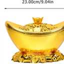 Cabilock Gold Ingot Candy Box 9.05X5.51X5.51 Inch Portable Chinese Feng Shui Ornament for Home Decor Wedding Party Storage and Display