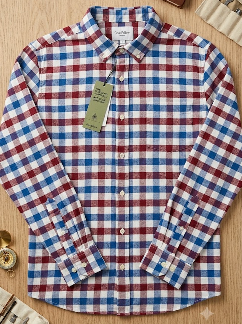 Men's Relaxed-Fit Long-Sleeve Flannel Shirt M-L