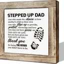 2 x Stepped Up Dad Gift, Wooden Box Signs for Home Decor, Grateful Poem Sign Gift to Stepdad, Father's Day Gift for Adopted Dad, Appreciation Gift for Stepped Up Dad, Stepdad Gift for Birthday A (multicolor)