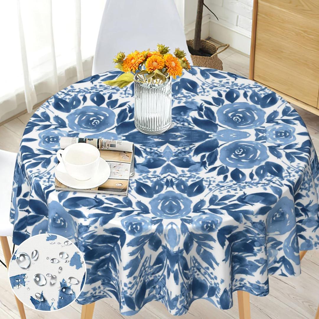 Boho Round Tablecloth 70 inch, Bohemian Circle Table Cloth, Stain Resistance, Water Repellent and Wrinkle-Free, Colorful Tablecloth Decor for Home Kitchen Dining Party Patio Indoor and Outdoor Use